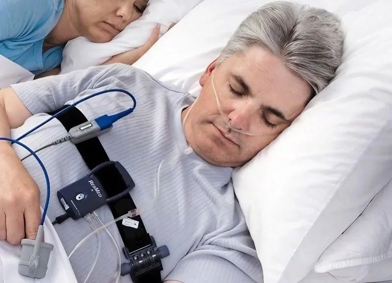 A home sleep apnea test sensor worn on the wrist and finger while sleeping